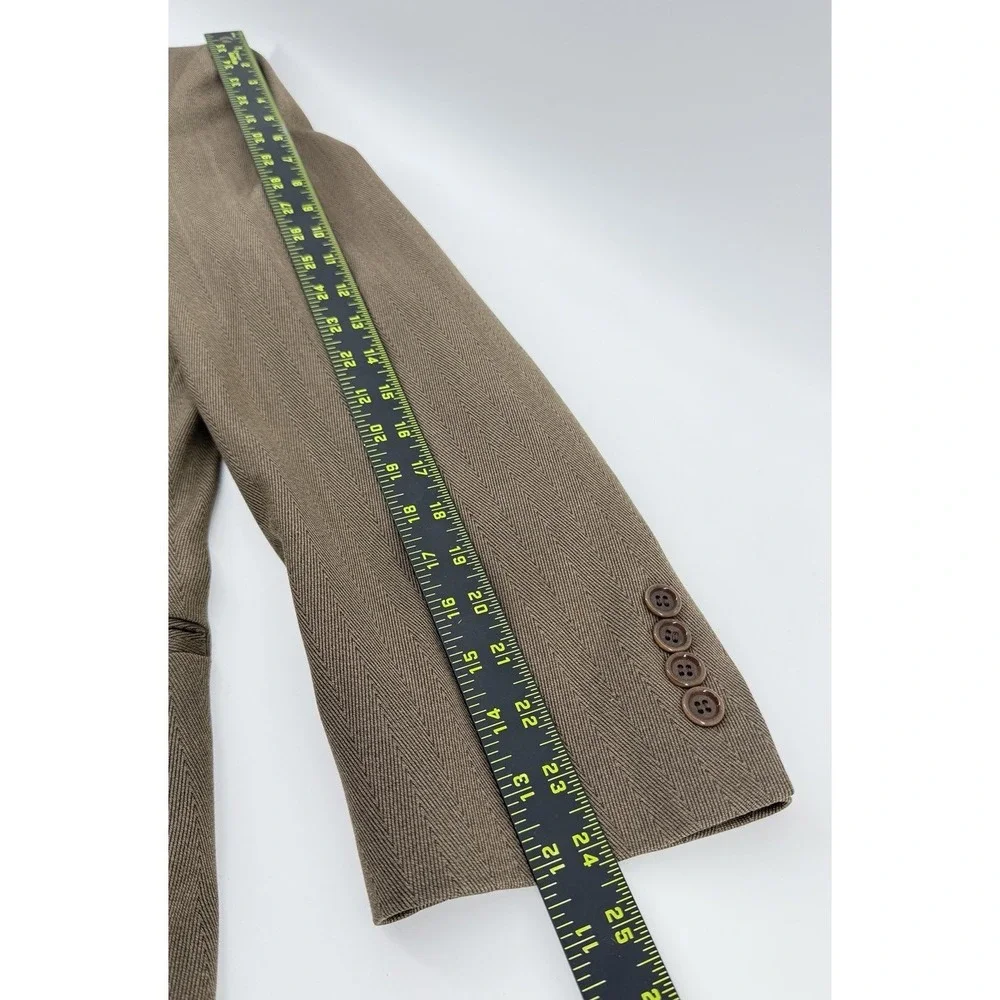Zanetti Loro Piana Made In Italy Super 100s Merino Wool Brown Herringbone Blazer